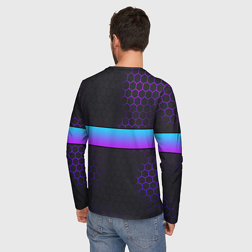 Мужской лонгслив Стёпа всегда прав - неоновые соты / 3D-принт – фото 4