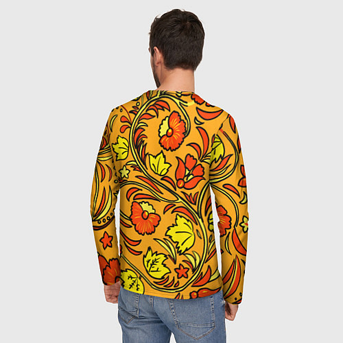 Мужской лонгслив Хохлома золотой фон / 3D-принт – фото 4