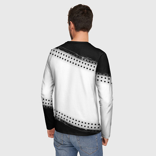 Мужской лонгслив Worlds okayest leager - white / 3D-принт – фото 4