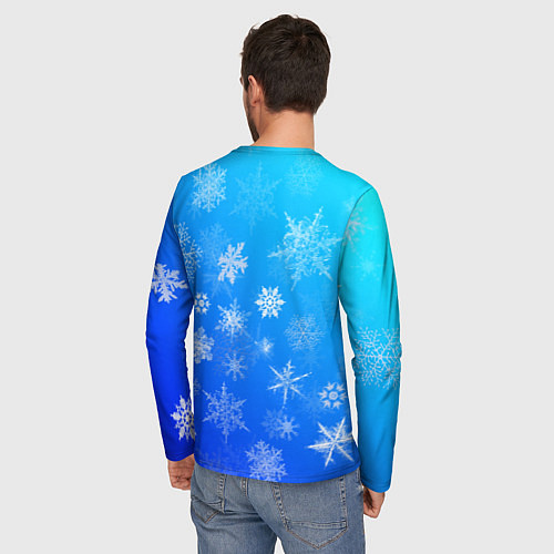 Мужской лонгслив Снежинки в небе / 3D-принт – фото 4