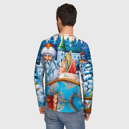 Мужской лонгслив Дед Мороз со Снегуркой / 3D-принт – фото 4