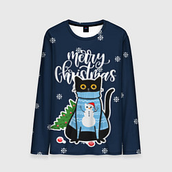Лонгслив мужской Котик: merry christmas, цвет: 3D-принт