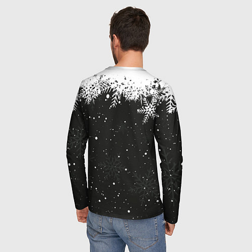 Мужской лонгслив С Новым годом - кот Саймона и снежинки / 3D-принт – фото 4