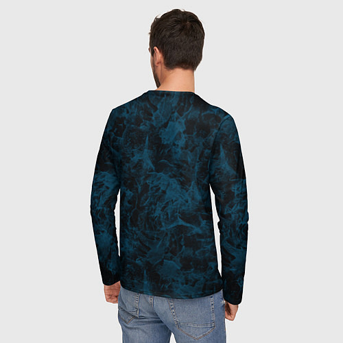 Мужской лонгслив Синий и черный мраморный узор / 3D-принт – фото 4