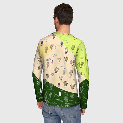 Мужской лонгслив Кактус и кактусы / 3D-принт – фото 4