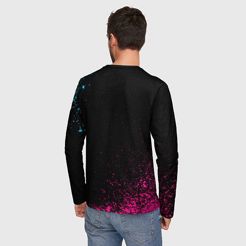 Мужской лонгслив Гитарист за работой - неоновый градиент / 3D-принт – фото 4