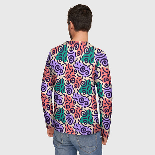 Мужской лонгслив Полосы и фигуры гранж / 3D-принт – фото 4