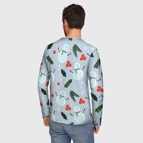 Мужской лонгслив Снеговики и ягодки / 3D-принт – фото 4
