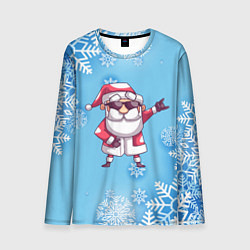 Лонгслив мужской Крутой Дед Мороз - снежинки, цвет: 3D-принт