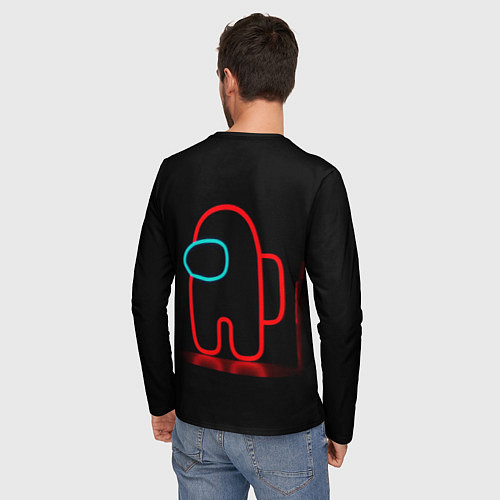 Мужской лонгслив Неоновый красный член экипажа / 3D-принт – фото 4