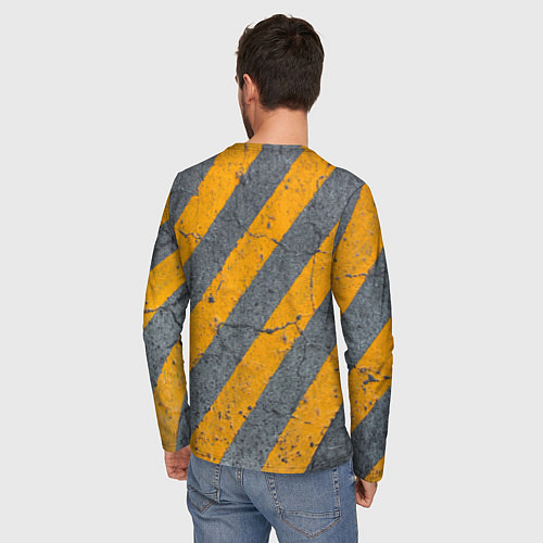 Мужской лонгслив Желтые полосы на бетоне / 3D-принт – фото 4