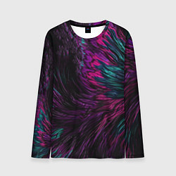 Мужской лонгслив Красно - фиолетовая волна