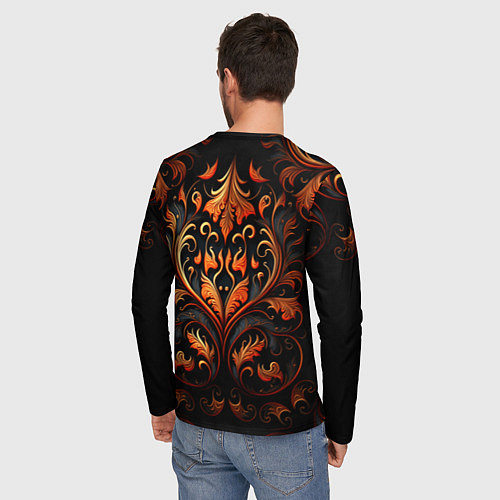 Мужской лонгслив Огненные узоры / 3D-принт – фото 4