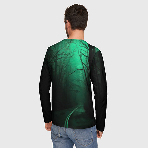 Мужской лонгслив Уэнсдэй зеленый лес / 3D-принт – фото 4