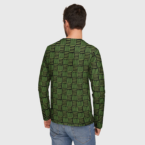Мужской лонгслив Паттерн из зеленых линий / 3D-принт – фото 4