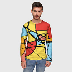 Лонгслив мужской Яркий абстрактный узор из цветных овалов и плавных, цвет: 3D-принт — фото 2