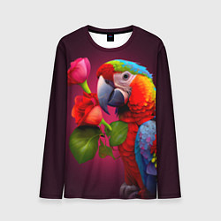Лонгслив мужской Попугай ара с цветами, цвет: 3D-принт