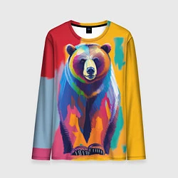 Лонгслив мужской Медведь красочный, цвет: 3D-принт
