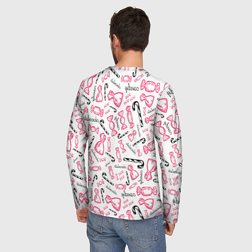 Мужской лонгслив Сладкая жизнь в розовом цвете / 3D-принт – фото 4