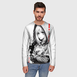 Лонгслив мужской Меланхоличная девочка аниме, цвет: 3D-принт — фото 2