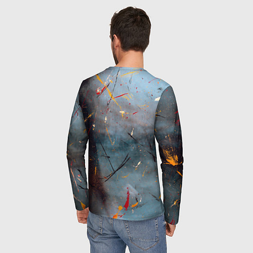 Мужской лонгслив Тёмно-серый туман и краски / 3D-принт – фото 4