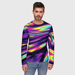 Лонгслив мужской Неоновые разводы цветных красок, цвет: 3D-принт — фото 2