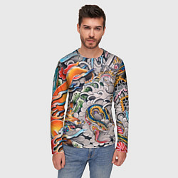 Лонгслив мужской Иредзуми: дракон и лис, цвет: 3D-принт — фото 2