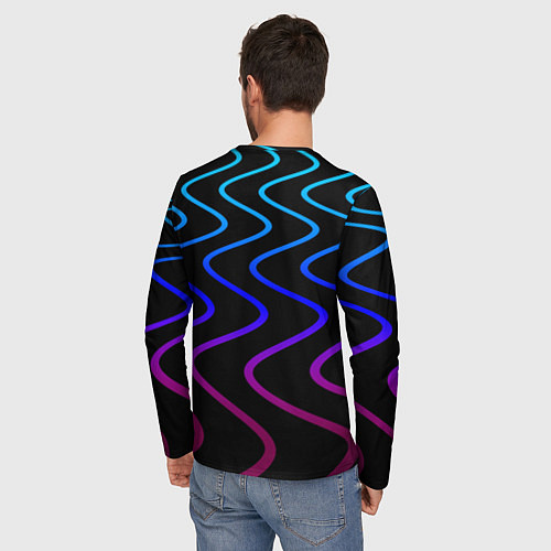 Мужской лонгслив Волновой неоновый растр / 3D-принт – фото 4