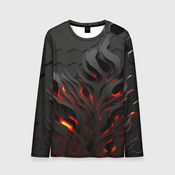 Лонгслив мужской Объемное черное пламя, цвет: 3D-принт