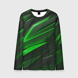 Лонгслив мужской Зеленый и черные детали, цвет: 3D-принт