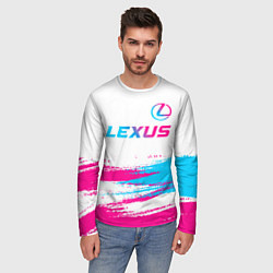 Лонгслив мужской Lexus neon gradient style: символ сверху, цвет: 3D-принт — фото 2