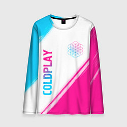 Лонгслив мужской Coldplay neon gradient style: надпись, символ, цвет: 3D-принт