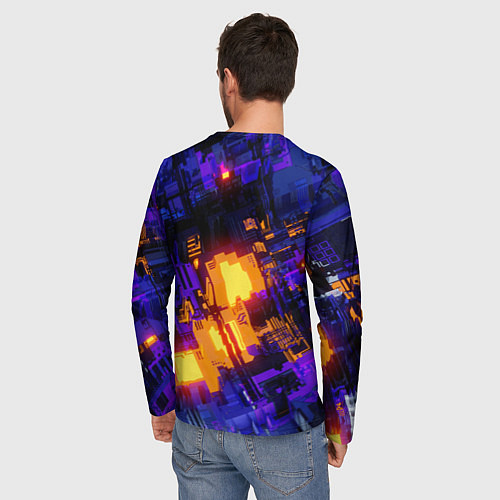 Мужской лонгслив Фиолетовая и оранжевая схема / 3D-принт – фото 4