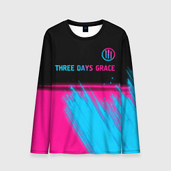 Лонгслив мужской Three Days Grace - neon gradient: символ сверху, цвет: 3D-принт