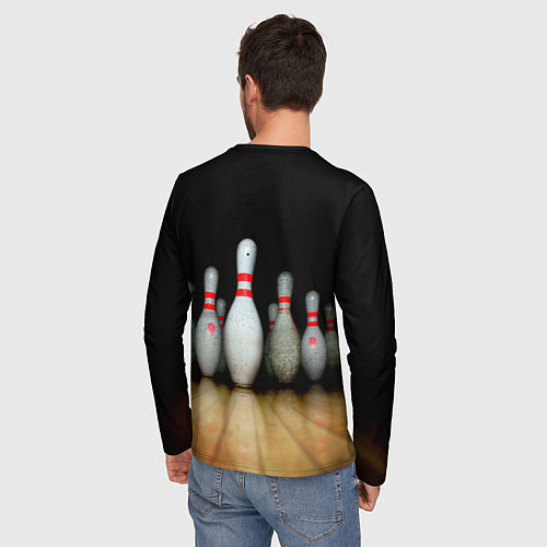 Мужской лонгслив Боулинг - кегли на дорожке / 3D-принт – фото 4