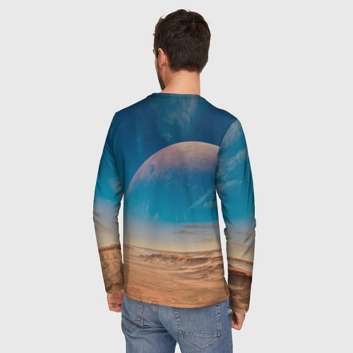 Мужской лонгслив Пустыня и очертания планеты / 3D-принт – фото 4