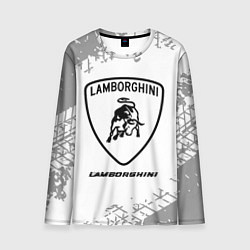 Лонгслив мужской Lamborghini speed на светлом фоне со следами шин, цвет: 3D-принт