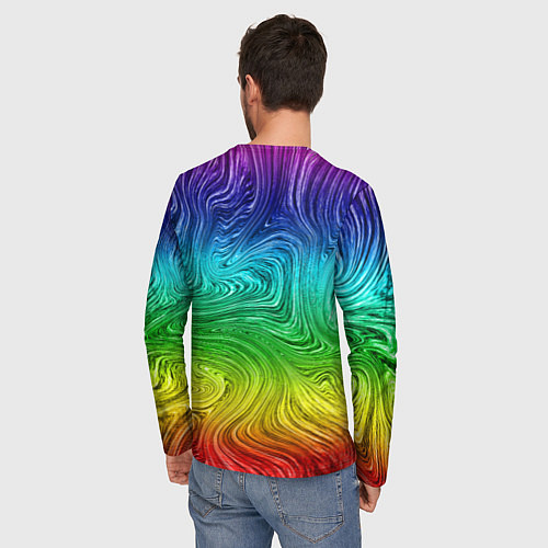 Мужской лонгслив Радужные разводы / 3D-принт – фото 4
