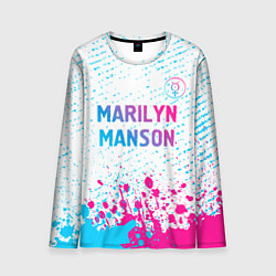 Мужской лонгслив Marilyn Manson neon gradient style: символ сверху