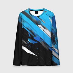 Лонгслив мужской Black blue white, цвет: 3D-принт