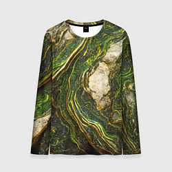 Лонгслив мужской Текстура зелёного мрамора, цвет: 3D-принт