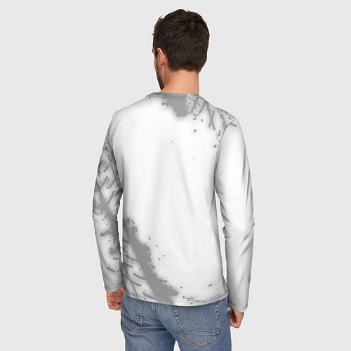 Мужской лонгслив Audi speed на светлом фоне со следами шин: надпись / 3D-принт – фото 4