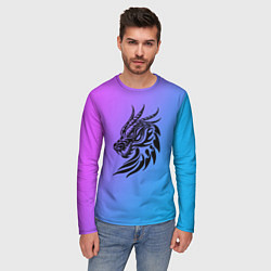 Лонгслив мужской Дракон на градиенте, цвет: 3D-принт — фото 2