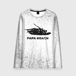 Мужской лонгслив Papa Roach с потертостями на светлом фоне