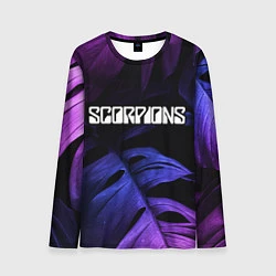 Лонгслив мужской Scorpions neon monstera, цвет: 3D-принт