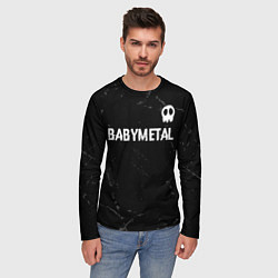 Лонгслив мужской Babymetal glitch на темном фоне: символ сверху, цвет: 3D-принт — фото 2