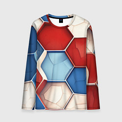 Лонгслив мужской Большие белые синие красные плиты, цвет: 3D-принт