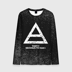 Лонгслив мужской Thirty Seconds to Mars с потертостями на темном фо, цвет: 3D-принт