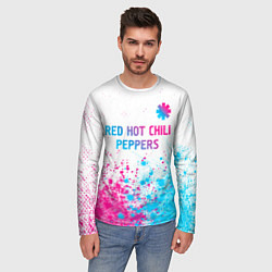 Лонгслив мужской Red Hot Chili Peppers neon gradient style: символ, цвет: 3D-принт — фото 2