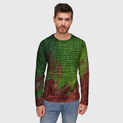 Лонгслив мужской Зелёная и бордовая текстура, цвет: 3D-принт — фото 2